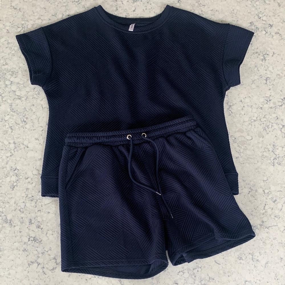 Navy Blue Women's Shorts Set